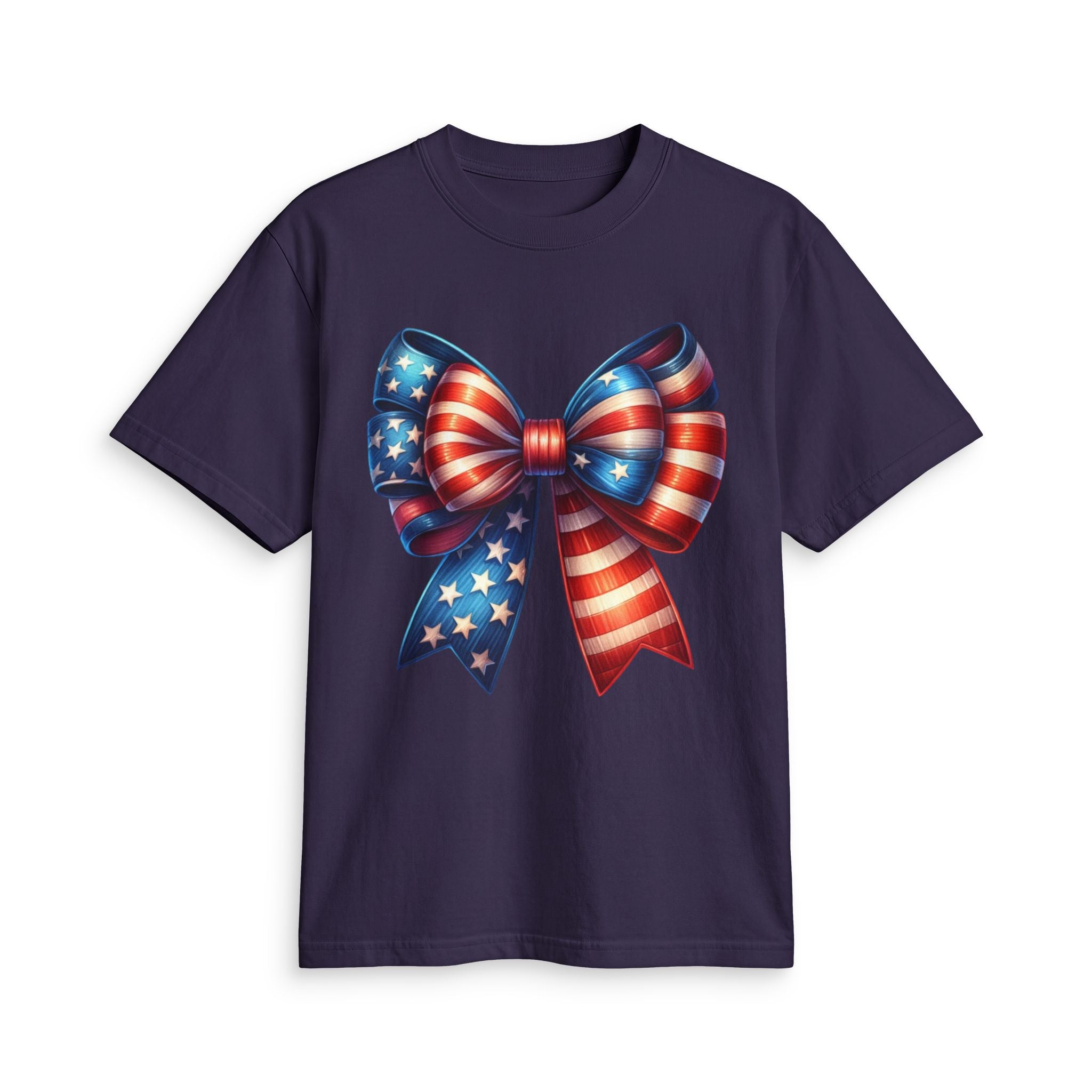 4th of July Patriotic T-Shirt — American Flag Bow & “Happy 4th Of July” Graphic