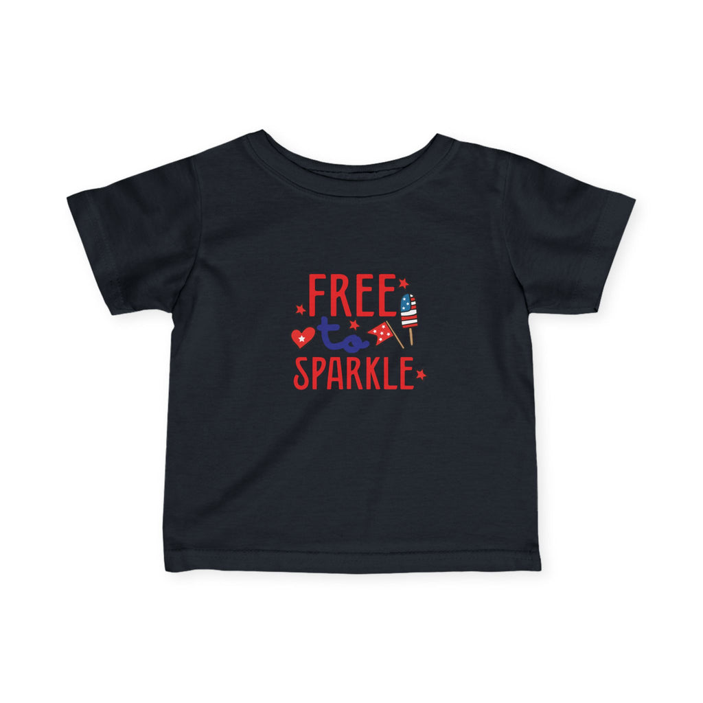 Infant Tee - "Free to Sparkle" Red White Blue Patriotic Baby Shirt