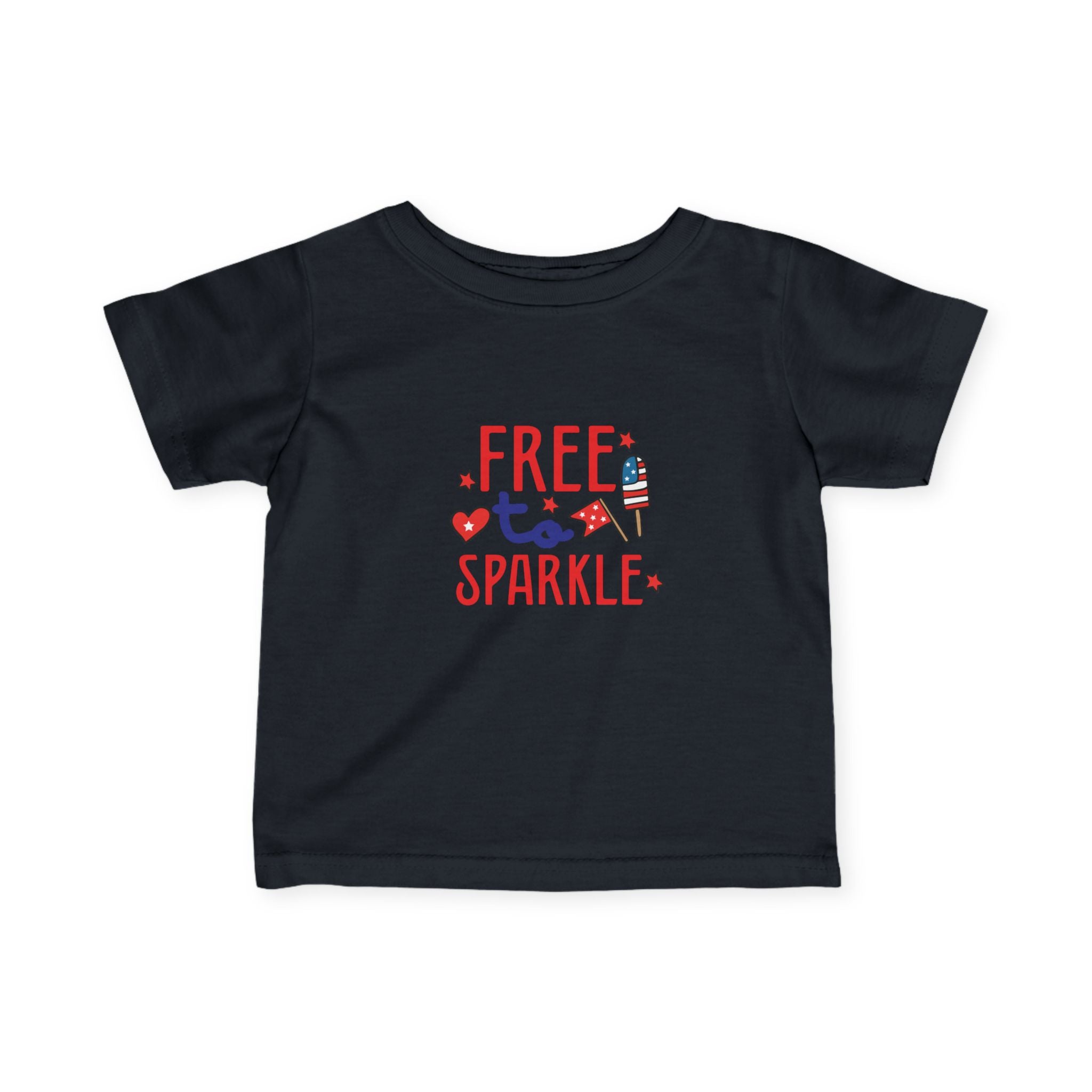 Infant Tee - "Free to Sparkle" Red White Blue Patriotic Baby Shirt