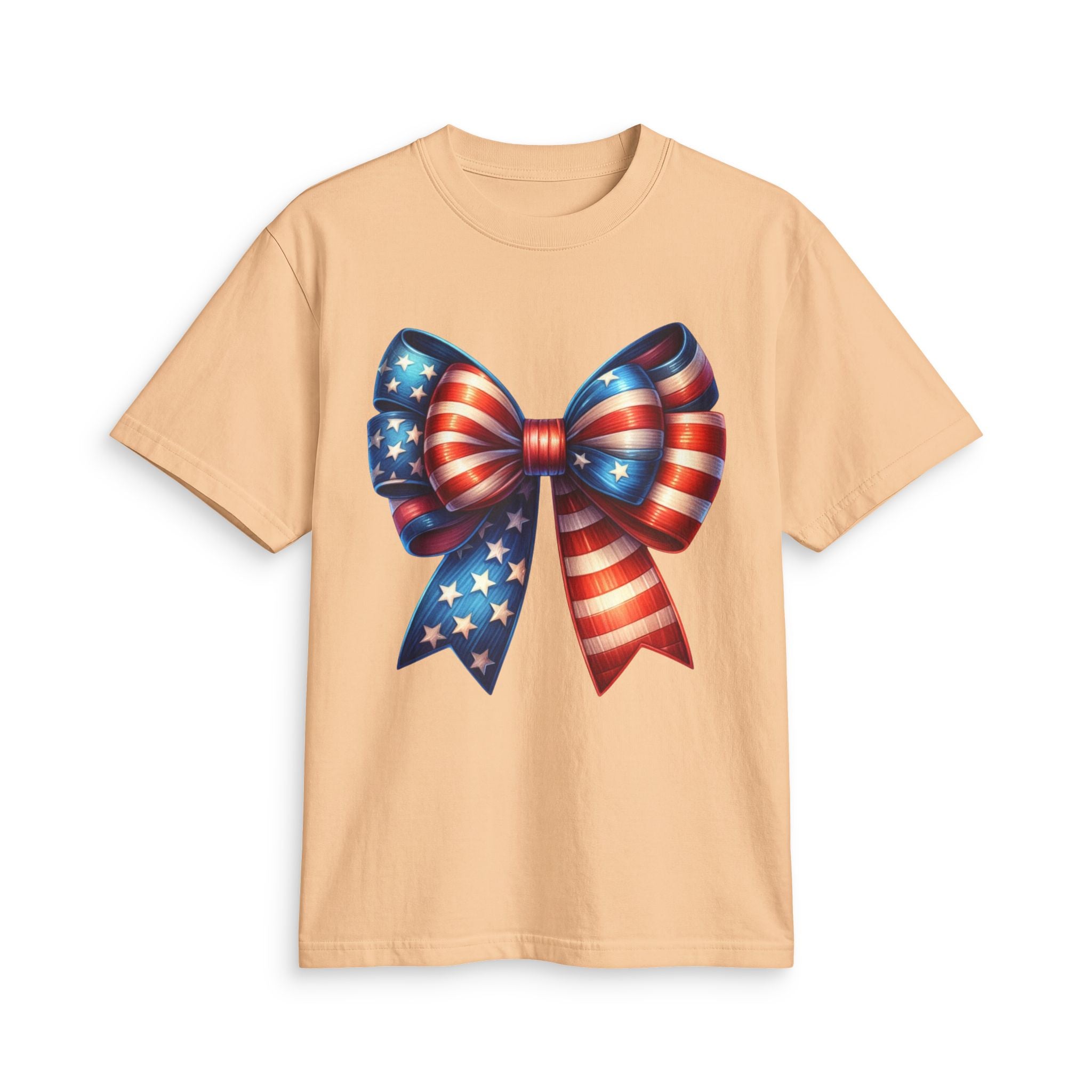 4th of July Patriotic T-Shirt — American Flag Bow & “Happy 4th Of July” Graphic