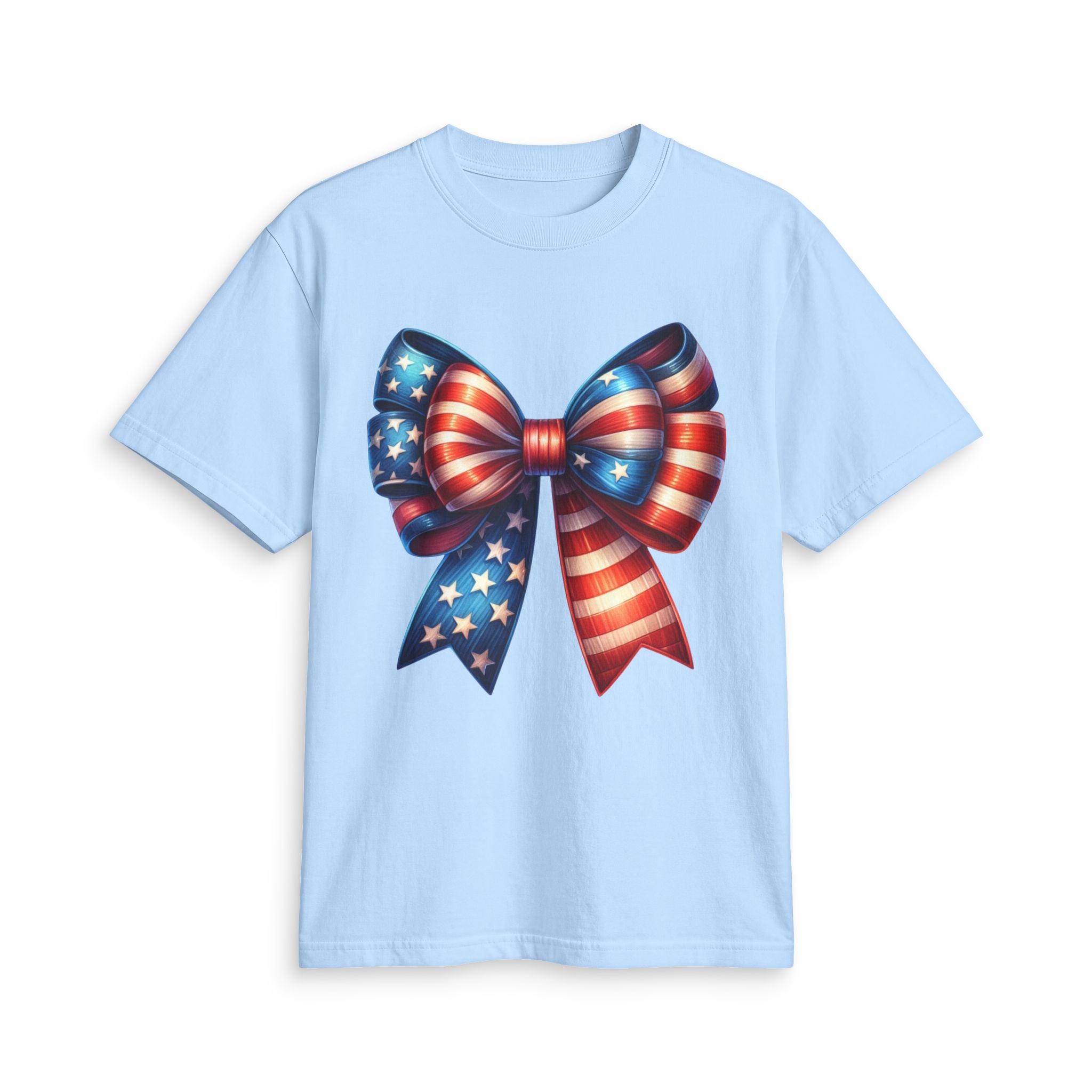 4th of July Patriotic T-Shirt — American Flag Bow & “Happy 4th Of July” Graphic