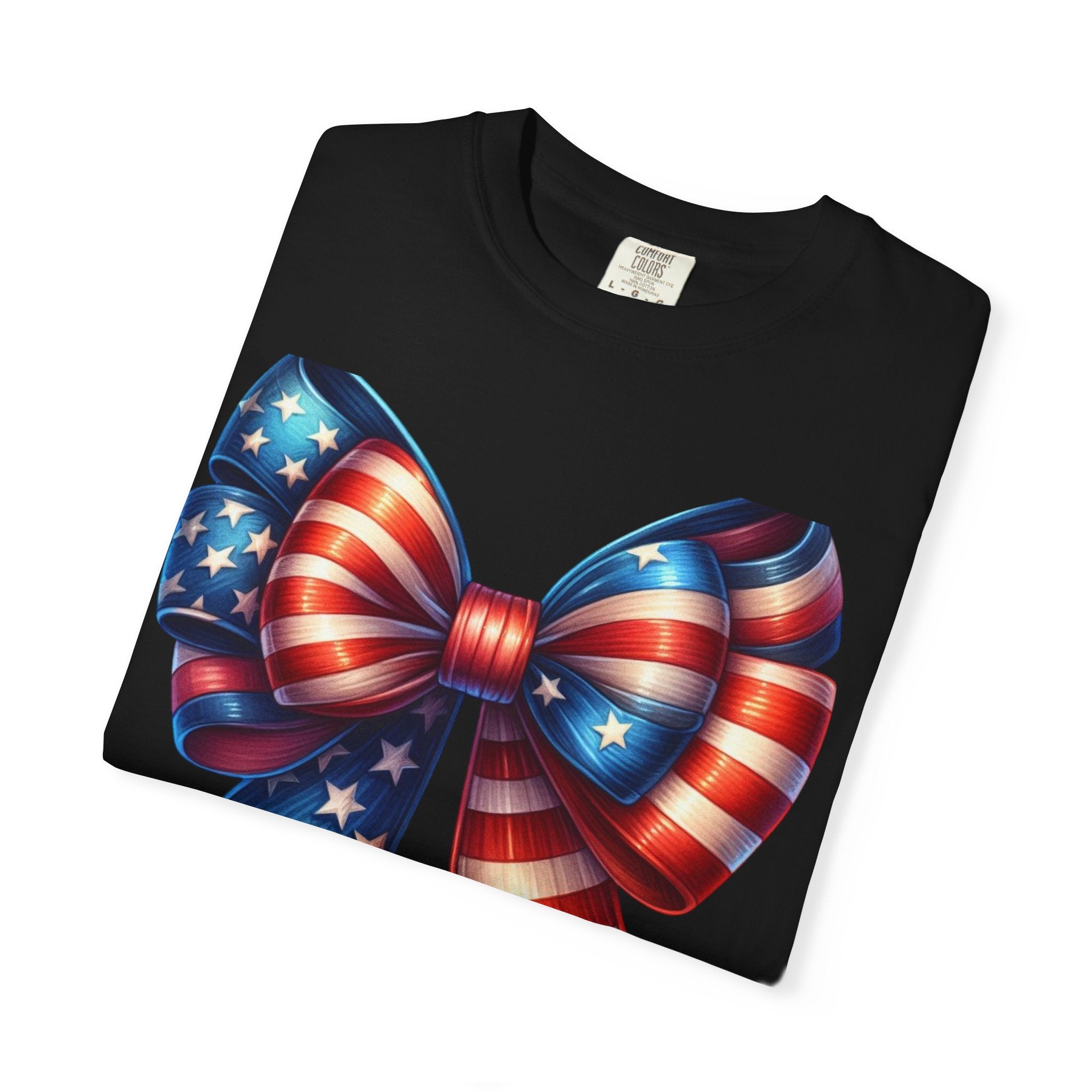 Patriotic Bow T-Shirt – American Flag Ribbon Graphic Tee (Fourth of July)