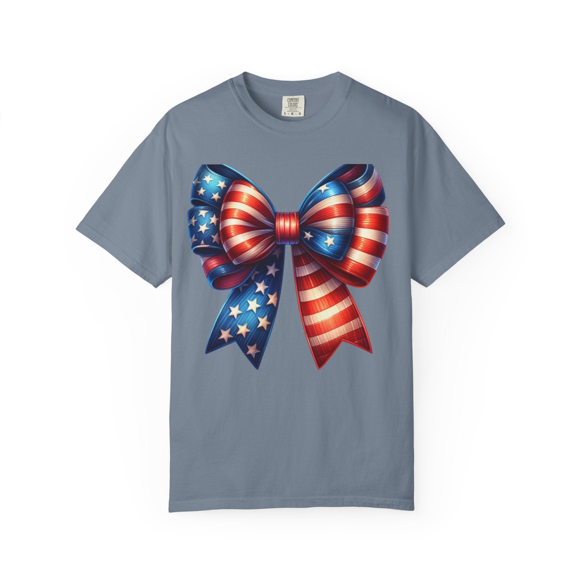 Patriotic Bow T-Shirt – American Flag Ribbon Graphic Tee (Fourth of July)