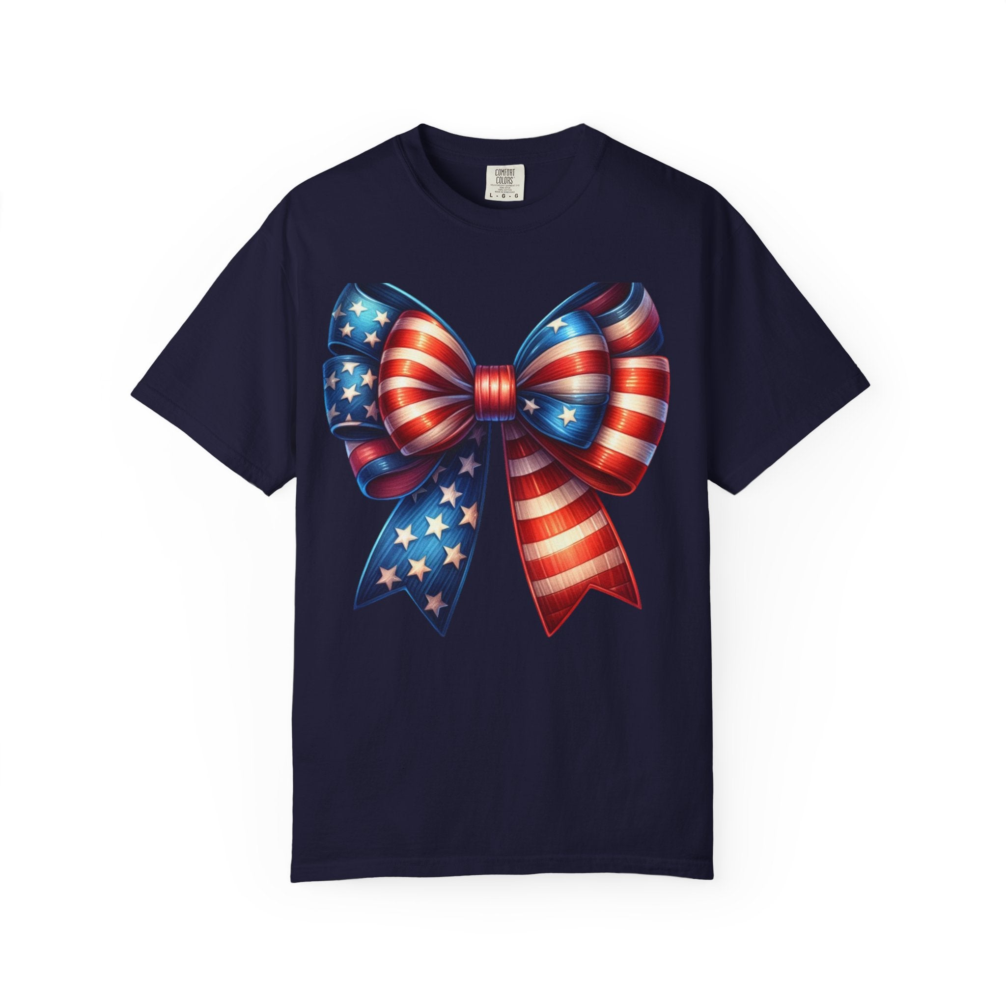 Patriotic Bow T-Shirt – American Flag Ribbon Graphic Tee (Fourth of July)