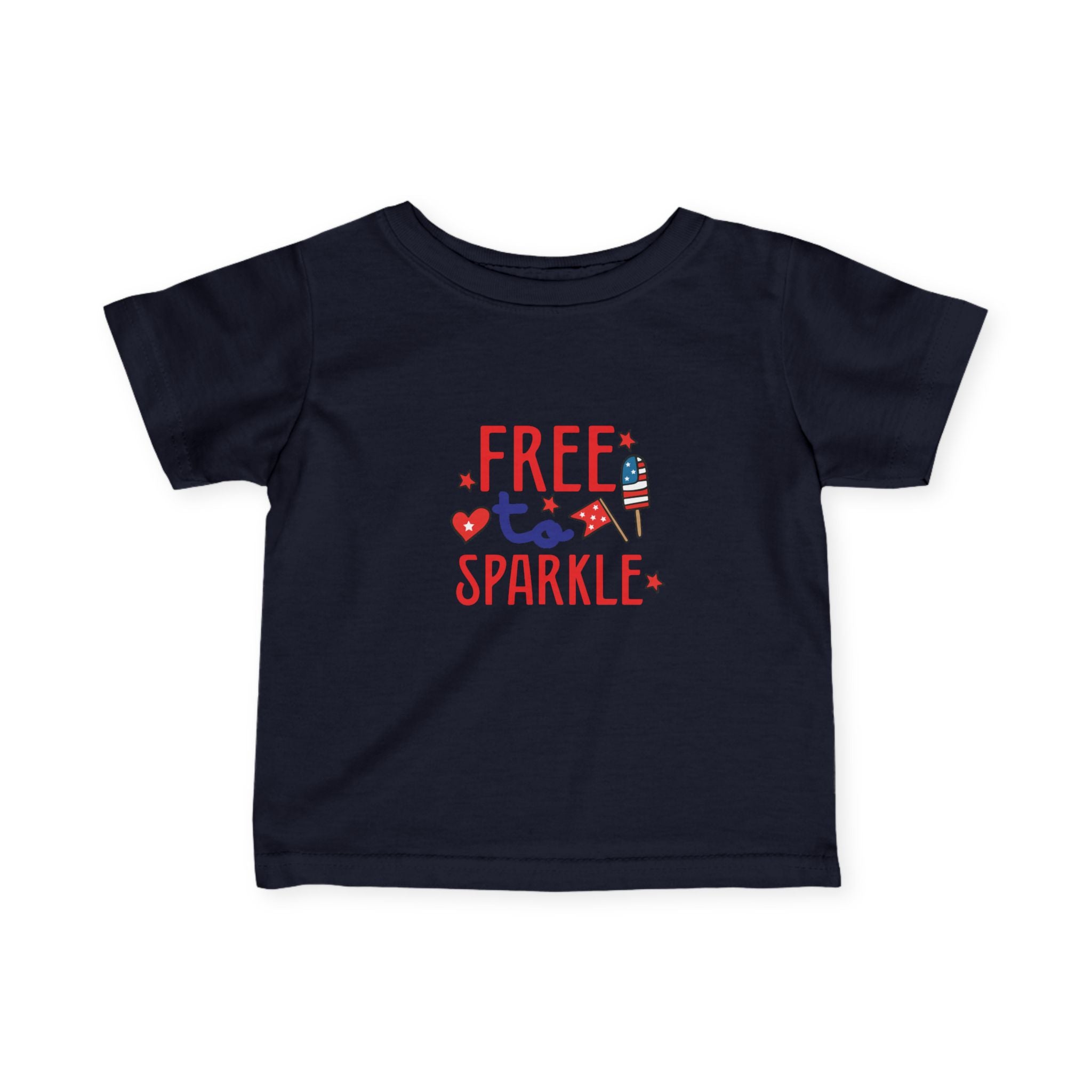 Infant Tee - "Free to Sparkle" Red White Blue Patriotic Baby Shirt