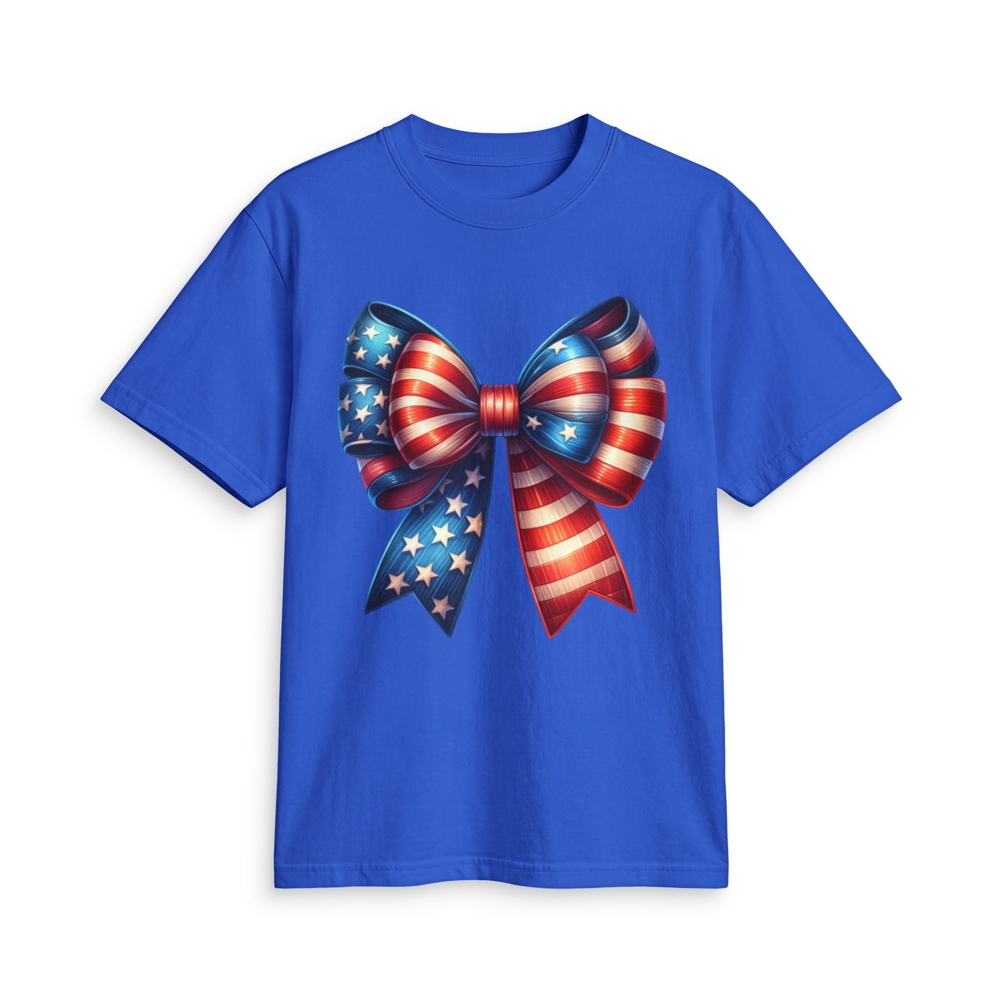 4th of July Patriotic T-Shirt — American Flag Bow & “Happy 4th Of July” Graphic