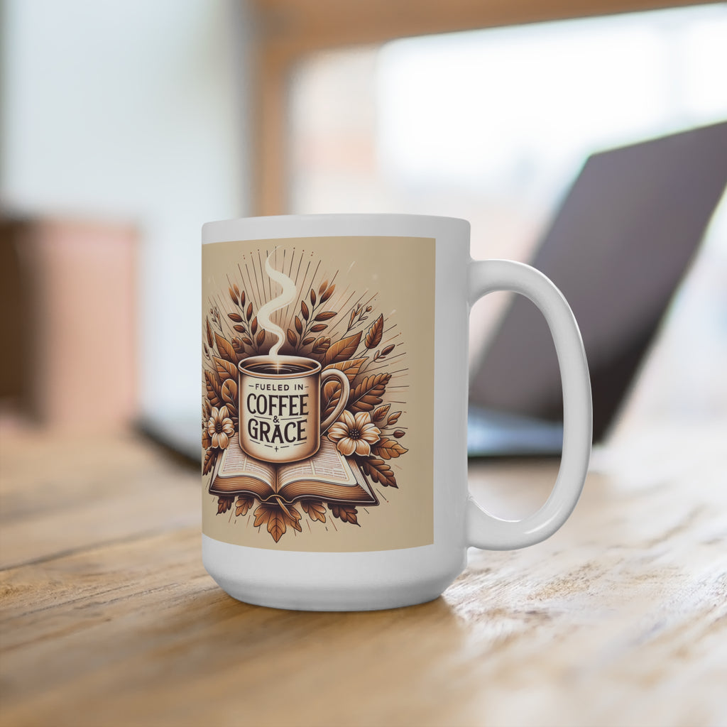 Ceramic Mug 15 oz — Inspirational Floral Coffee Cup