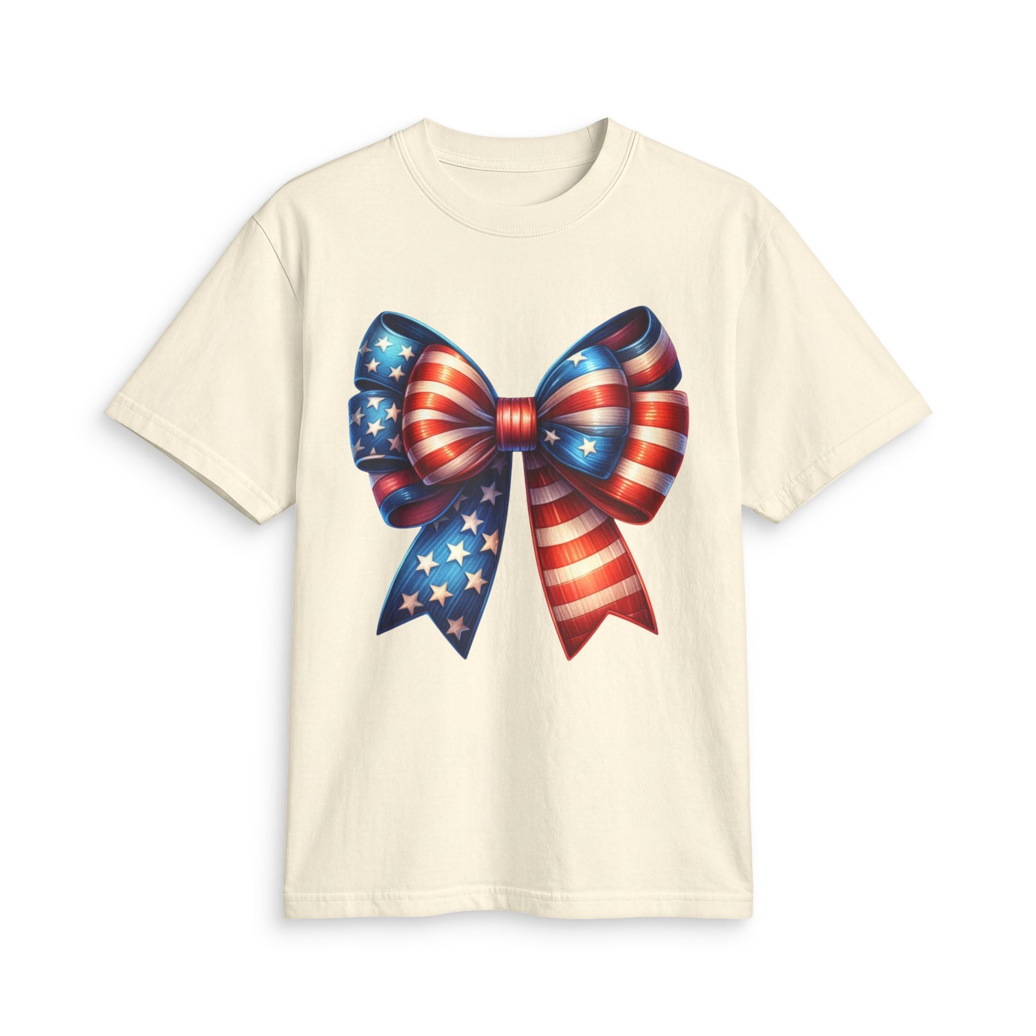 4th of July Patriotic T-Shirt — American Flag Bow & “Happy 4th Of July” Graphic