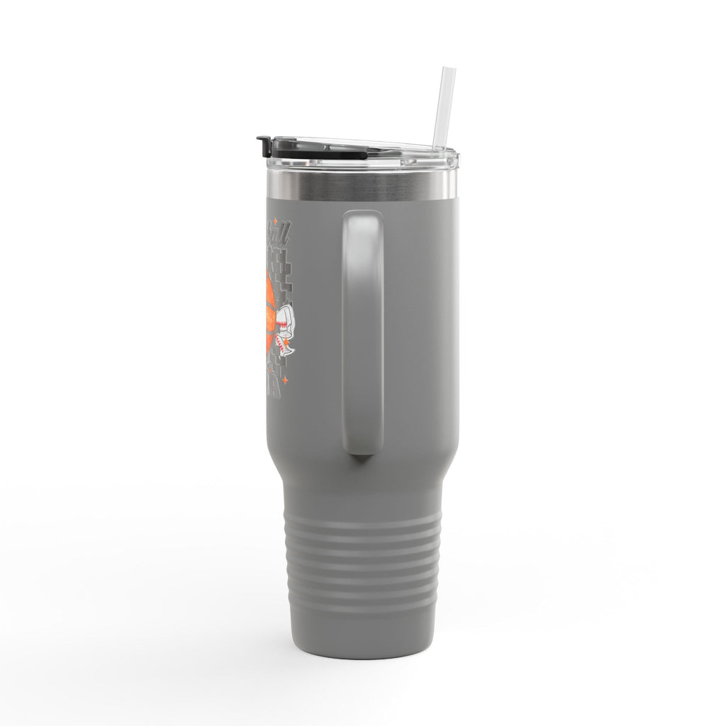 Basketball Mama 40oz Insulated Travel Mug — Checkered Court Design
