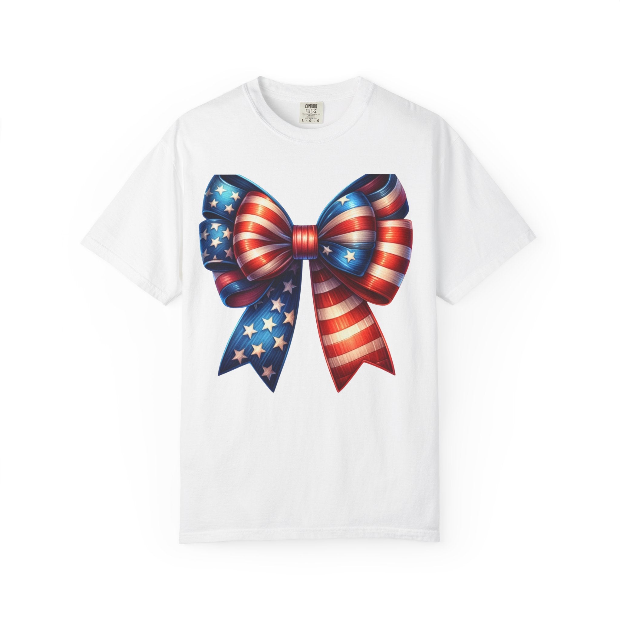 Patriotic Bow T-Shirt – American Flag Ribbon Graphic Tee (Fourth of July)