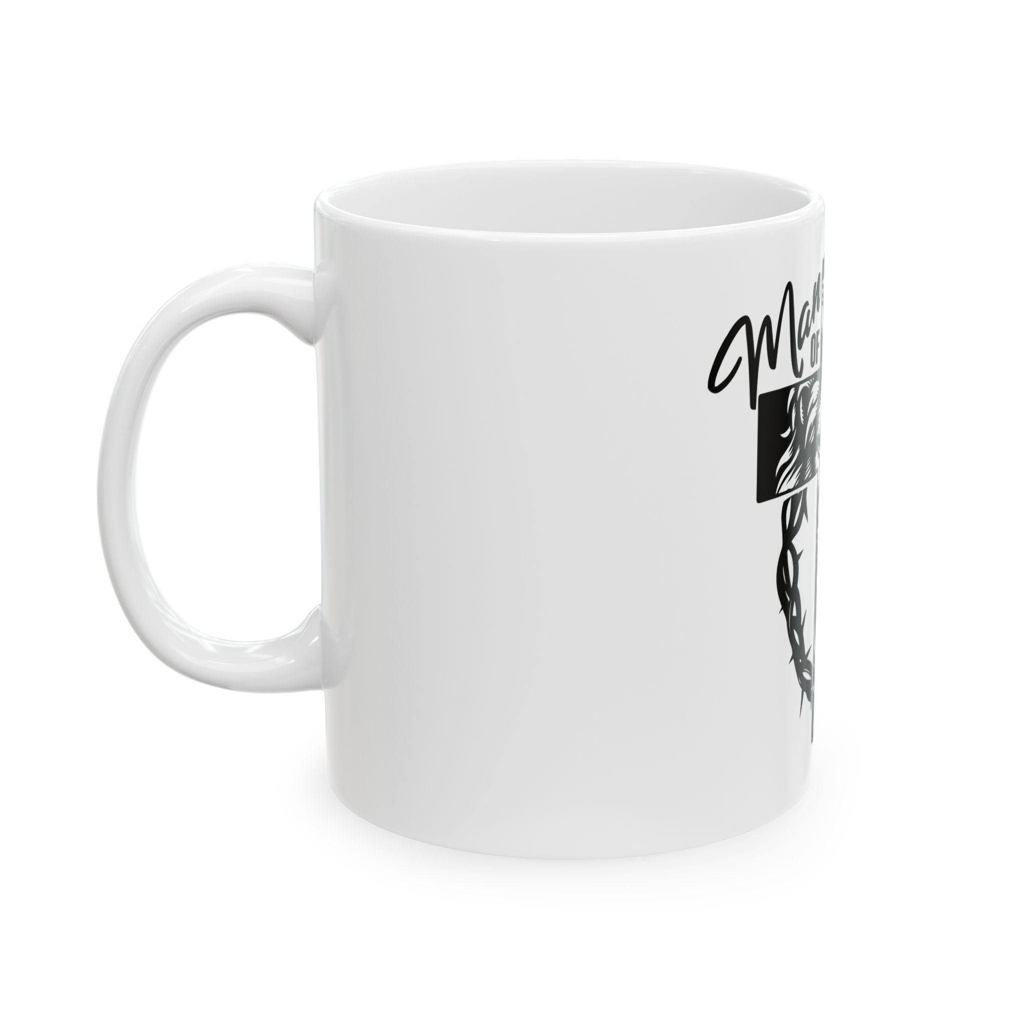 Man of Faith Ceramic Mug — Lion Cross Design (11oz & 15oz)