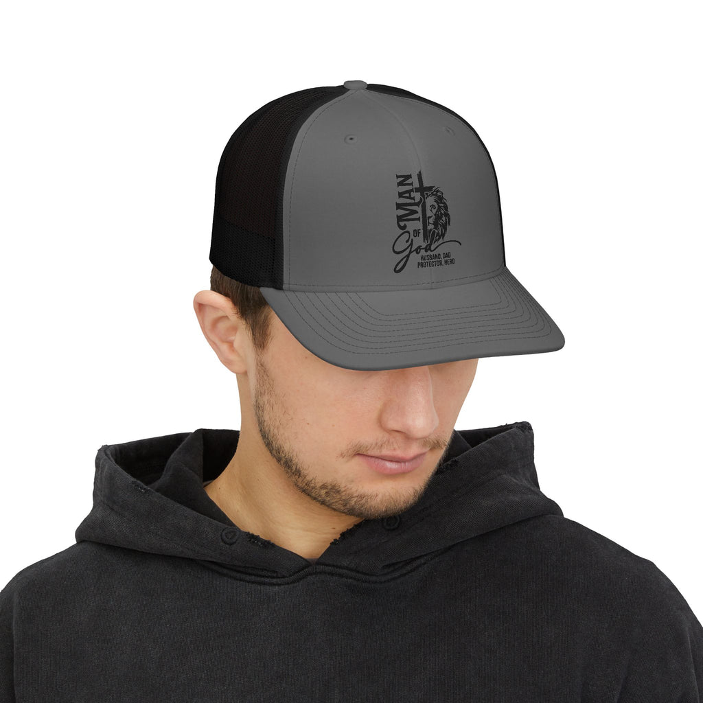 Trucker Cap — 'Good Man' Lion Graphic Snapback Hat