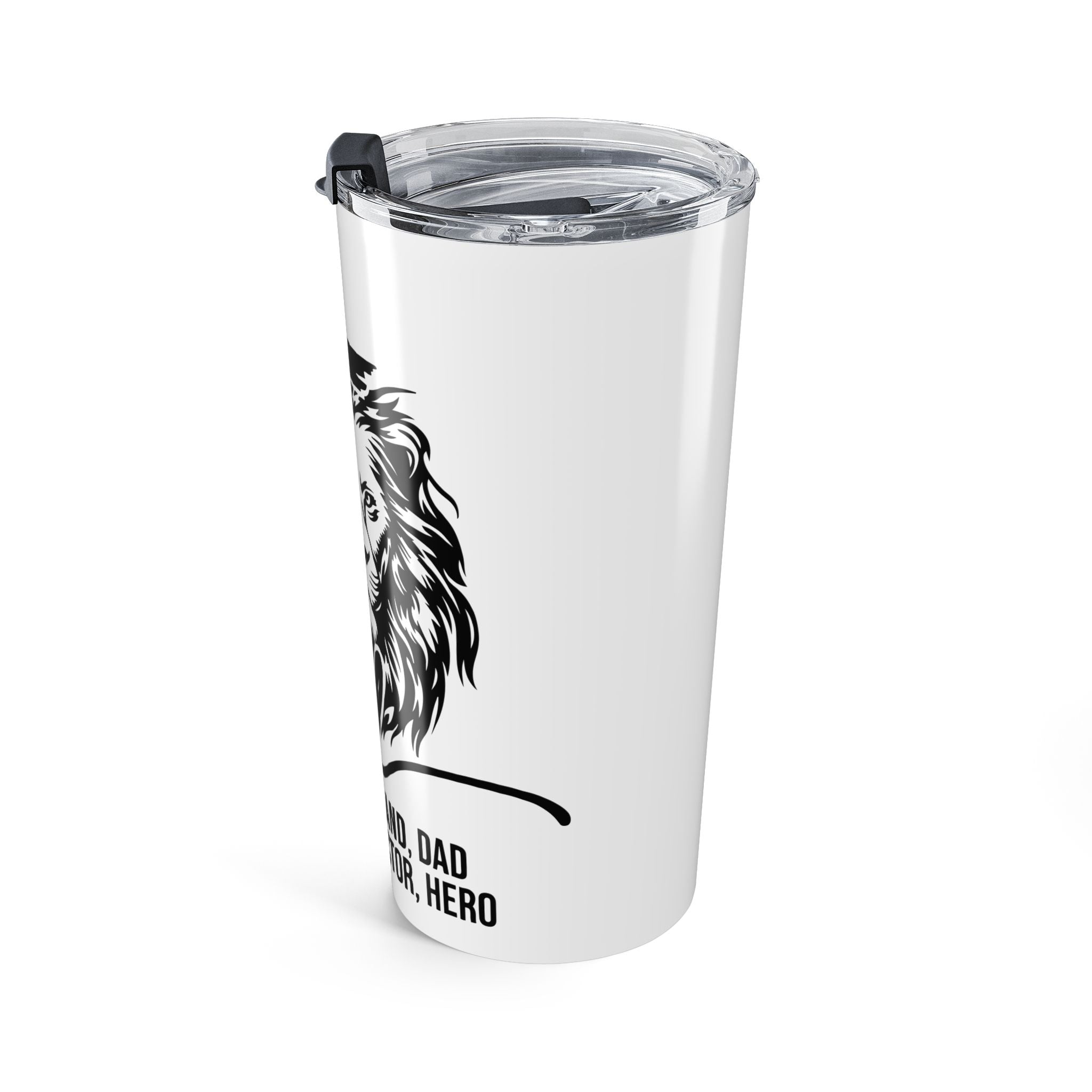 Man of God 20oz Tumbler — Lion & Cross Faith Travel Mug (Husband, Dad, Protector)