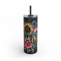 Skinny Matte Tumbler – Floral Leopard Initial 'M' 20oz, Personalized Water Bottle
