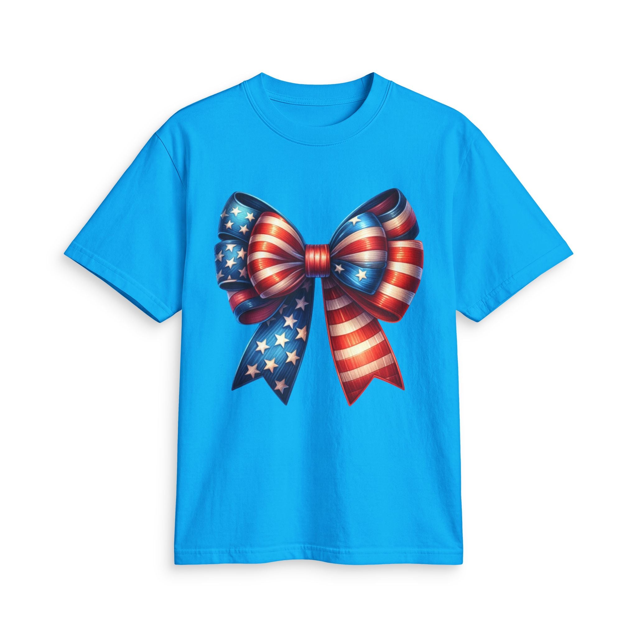 4th of July Patriotic T-Shirt — American Flag Bow & “Happy 4th Of July” Graphic