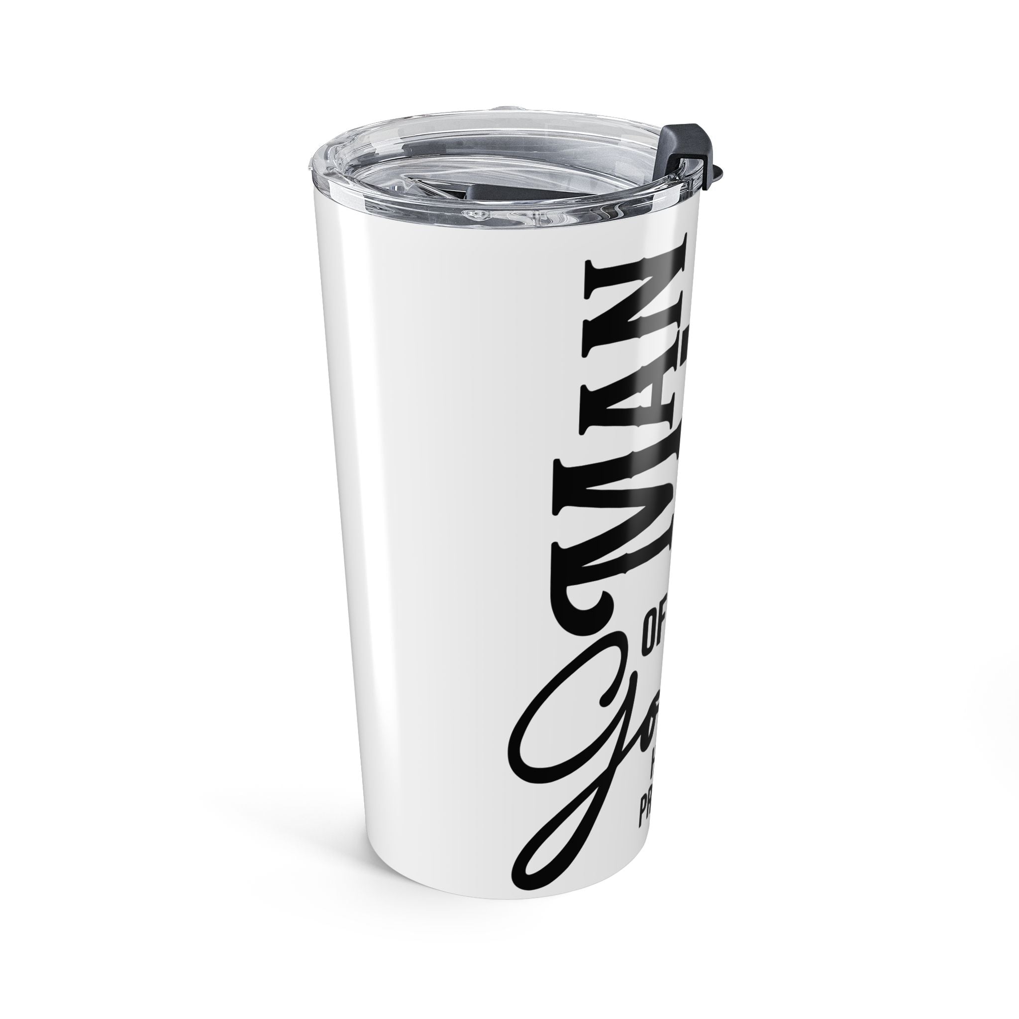 Man of God 20oz Tumbler — Lion & Cross Faith Travel Mug (Husband, Dad, Protector)