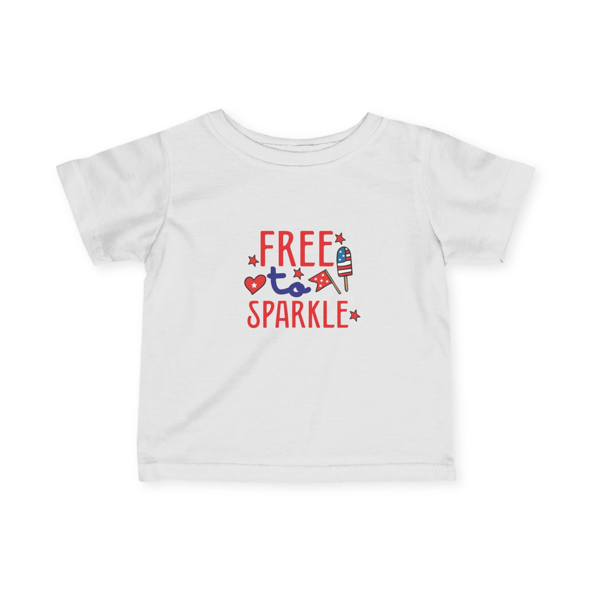 Infant Tee - "Free to Sparkle" Red White Blue Patriotic Baby Shirt