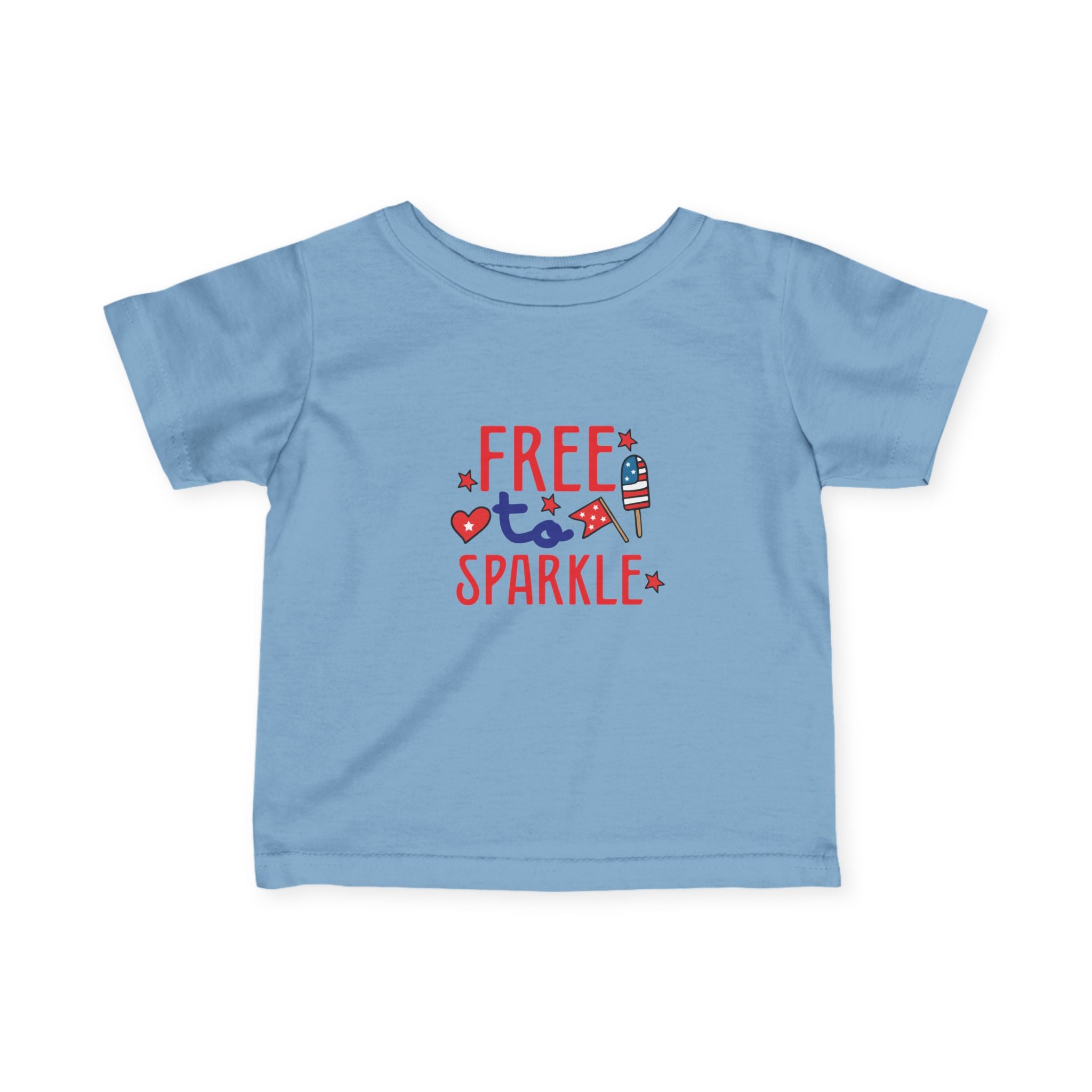 Infant Tee - "Free to Sparkle" Red White Blue Patriotic Baby Shirt