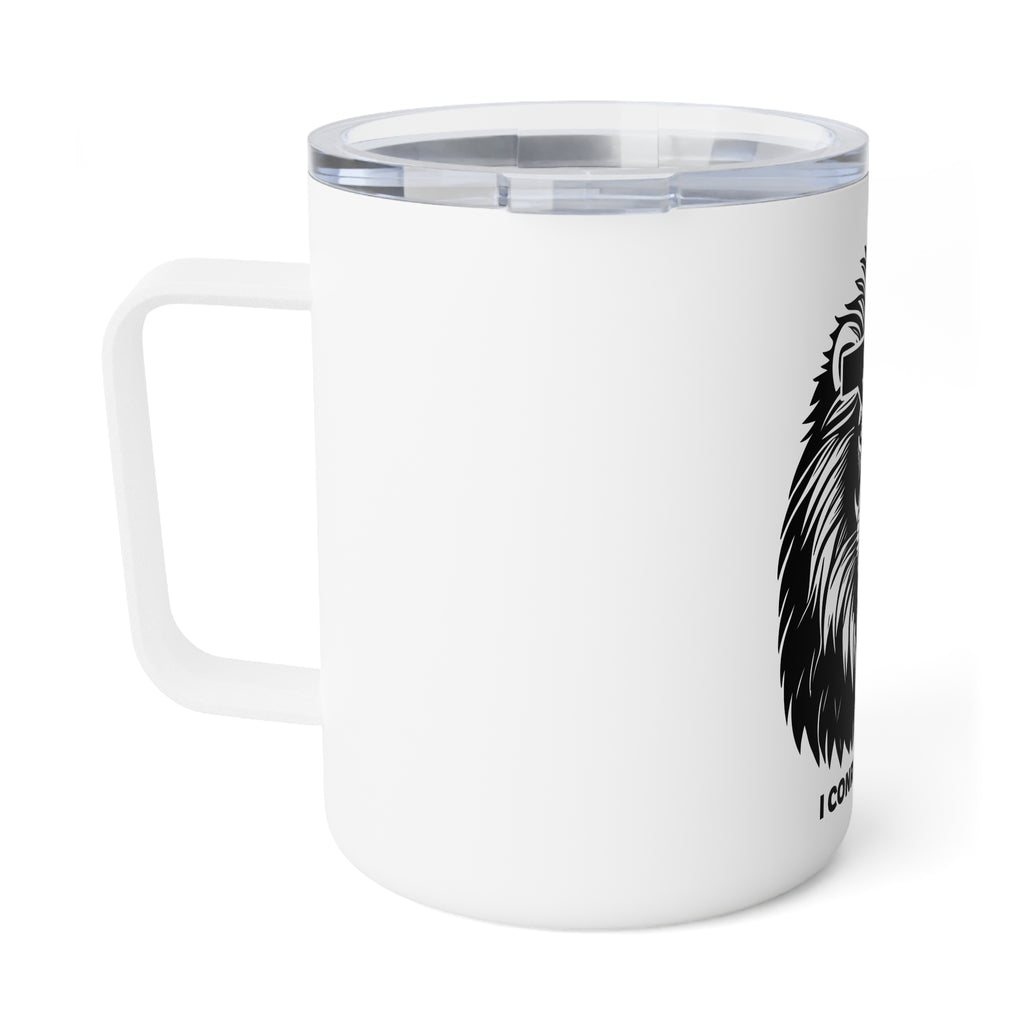 Insulated Mug — "Man of Faith" Lion & Cross | 1 Corinthians 16:13 Travel Coffee Tumbler