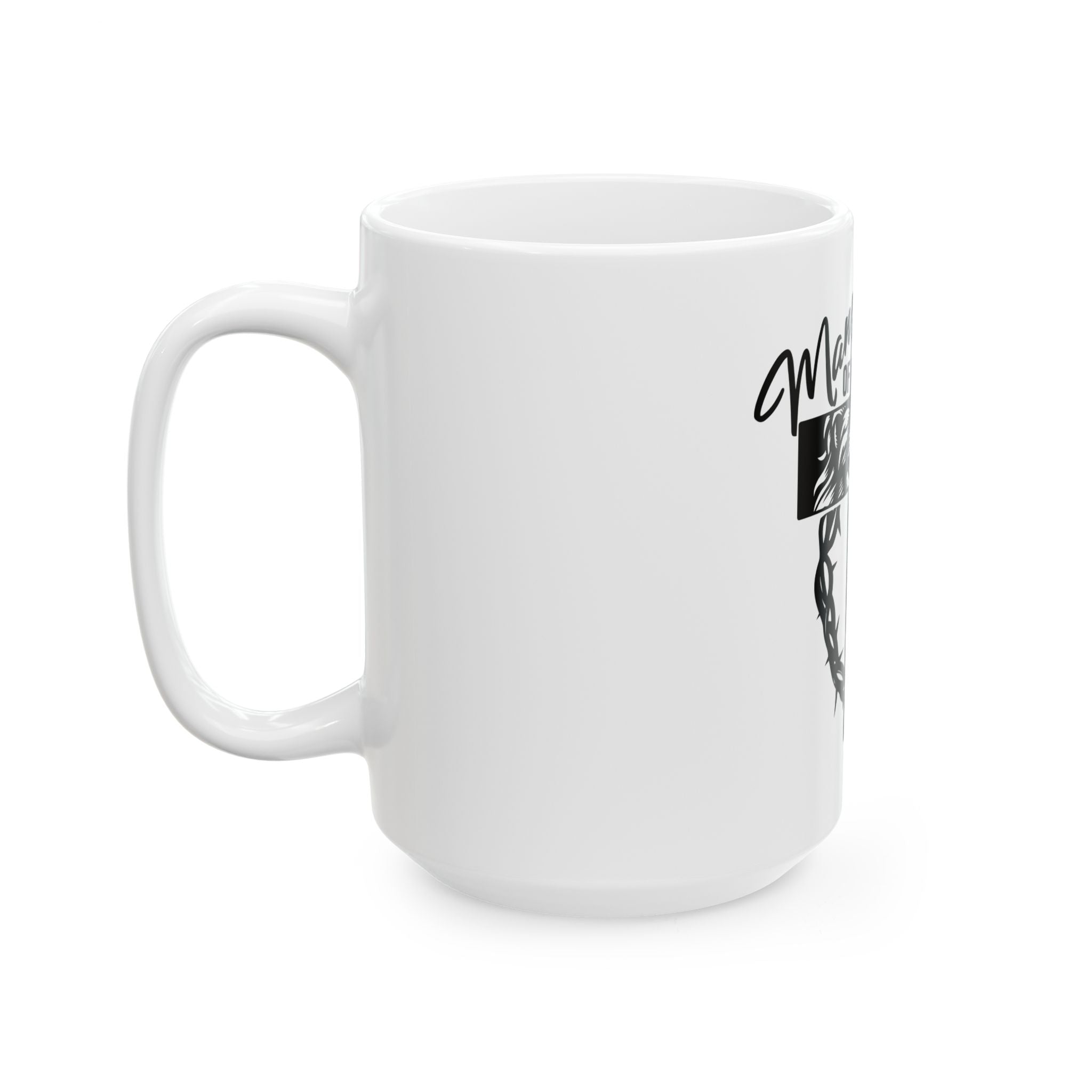 Man of Faith Ceramic Mug — Lion Cross Design (11oz & 15oz)