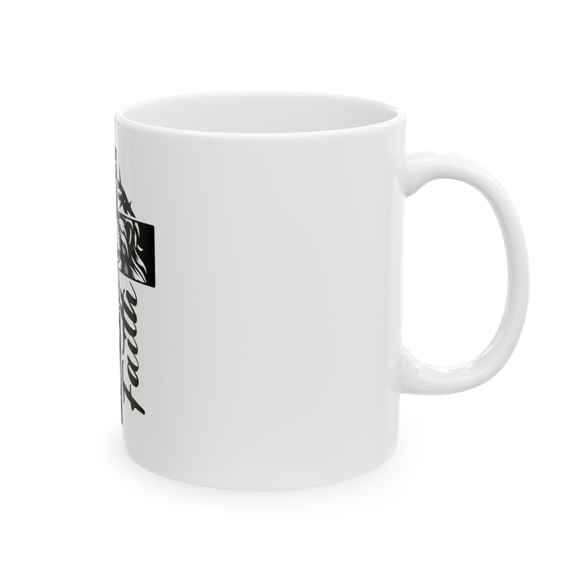 Man of Faith Ceramic Mug — Lion Cross Design (11oz & 15oz)