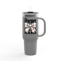 Baseball Mama 40oz Insulated Travel Mug – White Stainless Steel Tumbler with Straw
