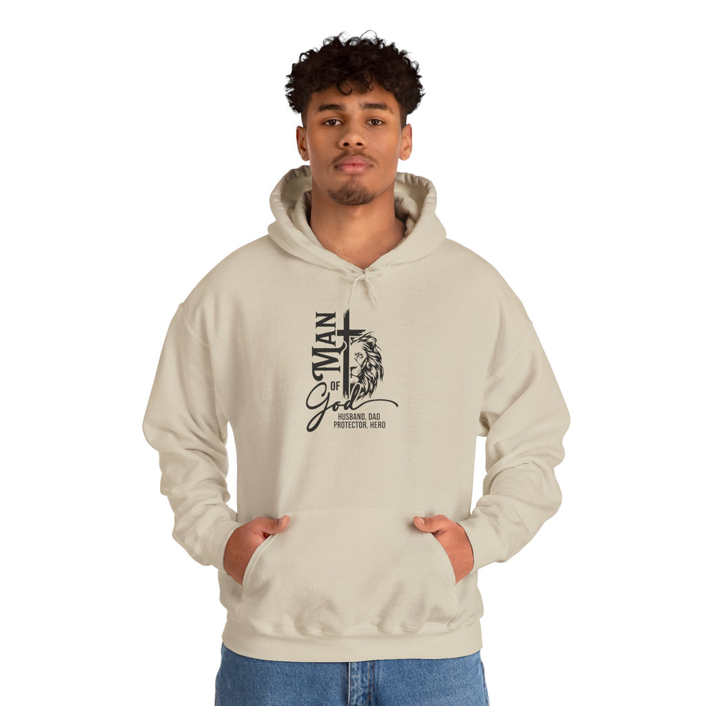 Lion & Cross 'Man of God' Hoodie – Christian Faith Graphic Pullover