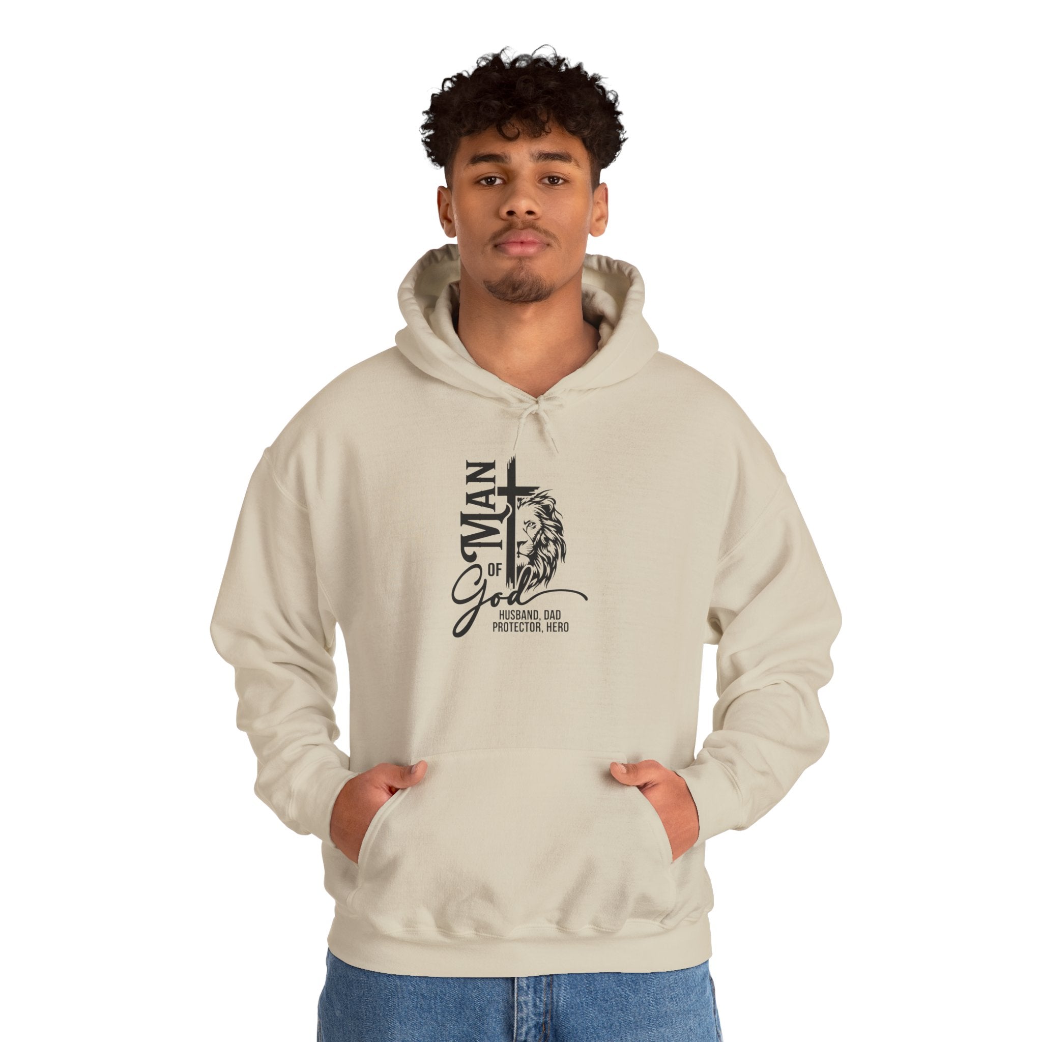 Lion & Cross 'Man of God' Hoodie – Christian Faith Graphic Pullover