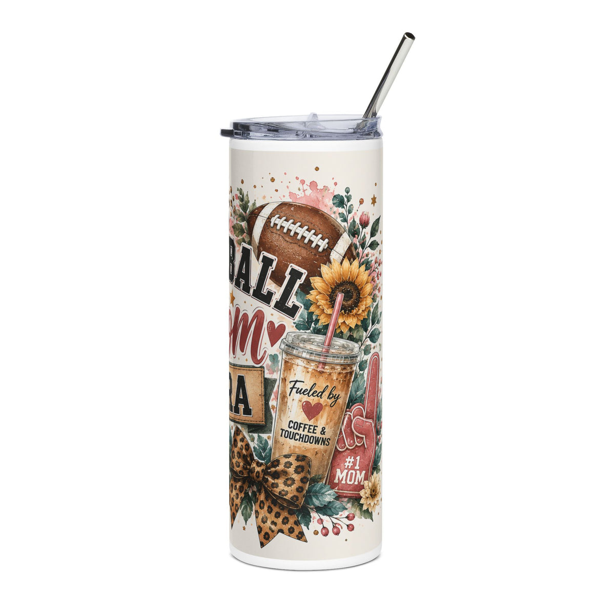 Tumbler — 20oz Stainless Steel - Football Mom
